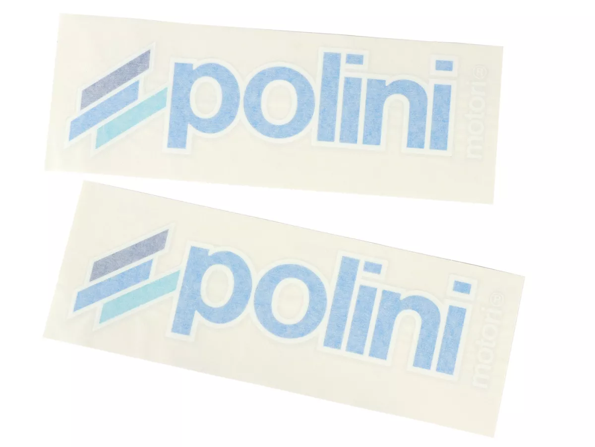 Sticker set -POLINI- 2x Polini 230x80mm - blue,  suitable for dark surfaces