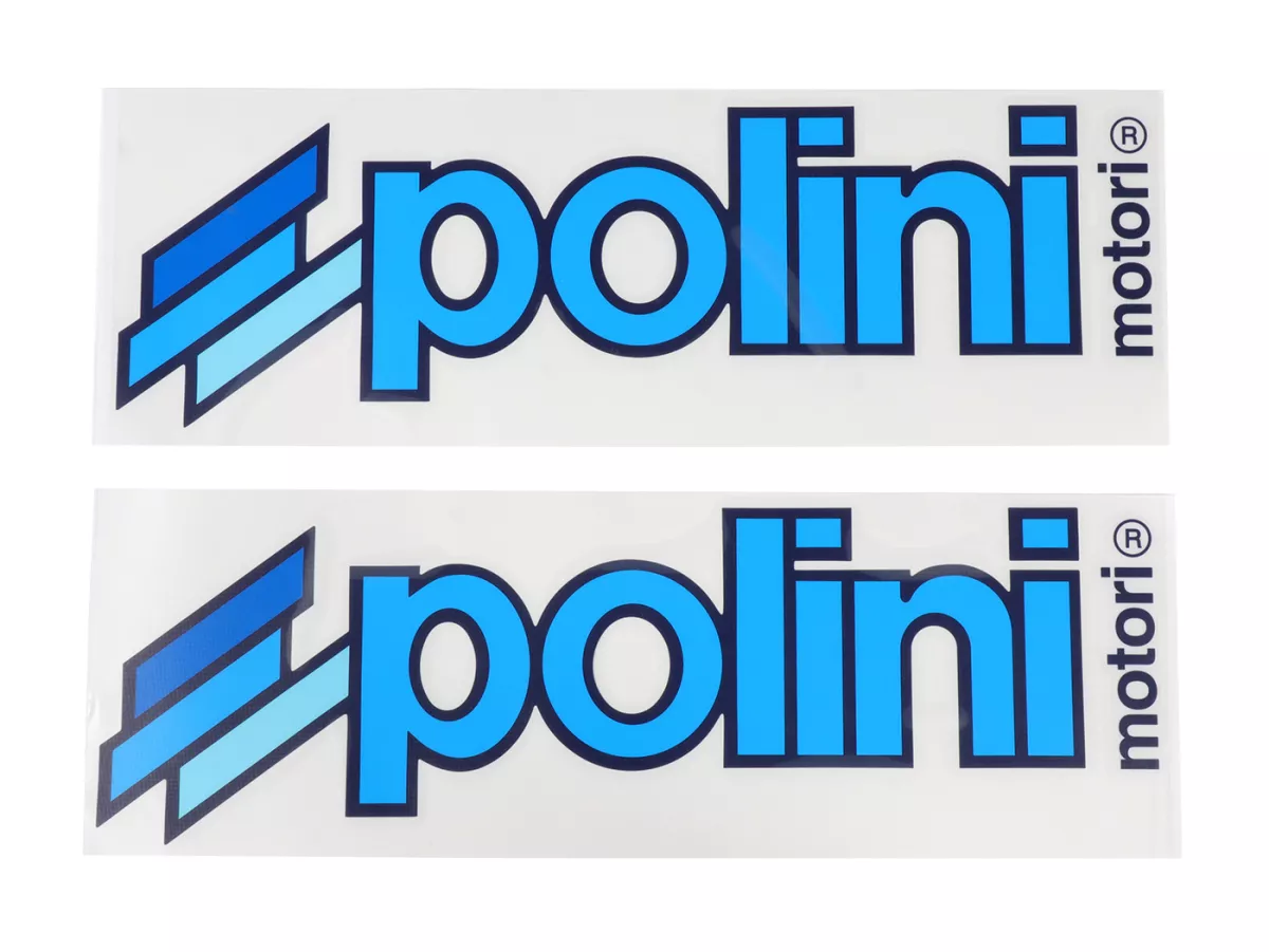 Sticker set -POLINI- 2x Polini 340x110mm - blue, suitable for light surfaces
