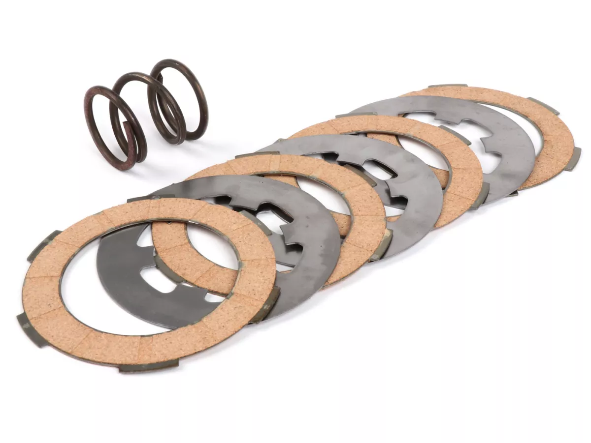 Guarnizioni frizione -Polini Vespa Smallframe V50, V90, SS50, SS90, PV125, ET3, PK50, PK80, PK50 S, PK80 S, PK125 S, PK50 XL, PK80 XL, PK125 XL, ETS, PK50 HP, PK50 SS - 3 dischi (incl. molla e dischi in acciaio)