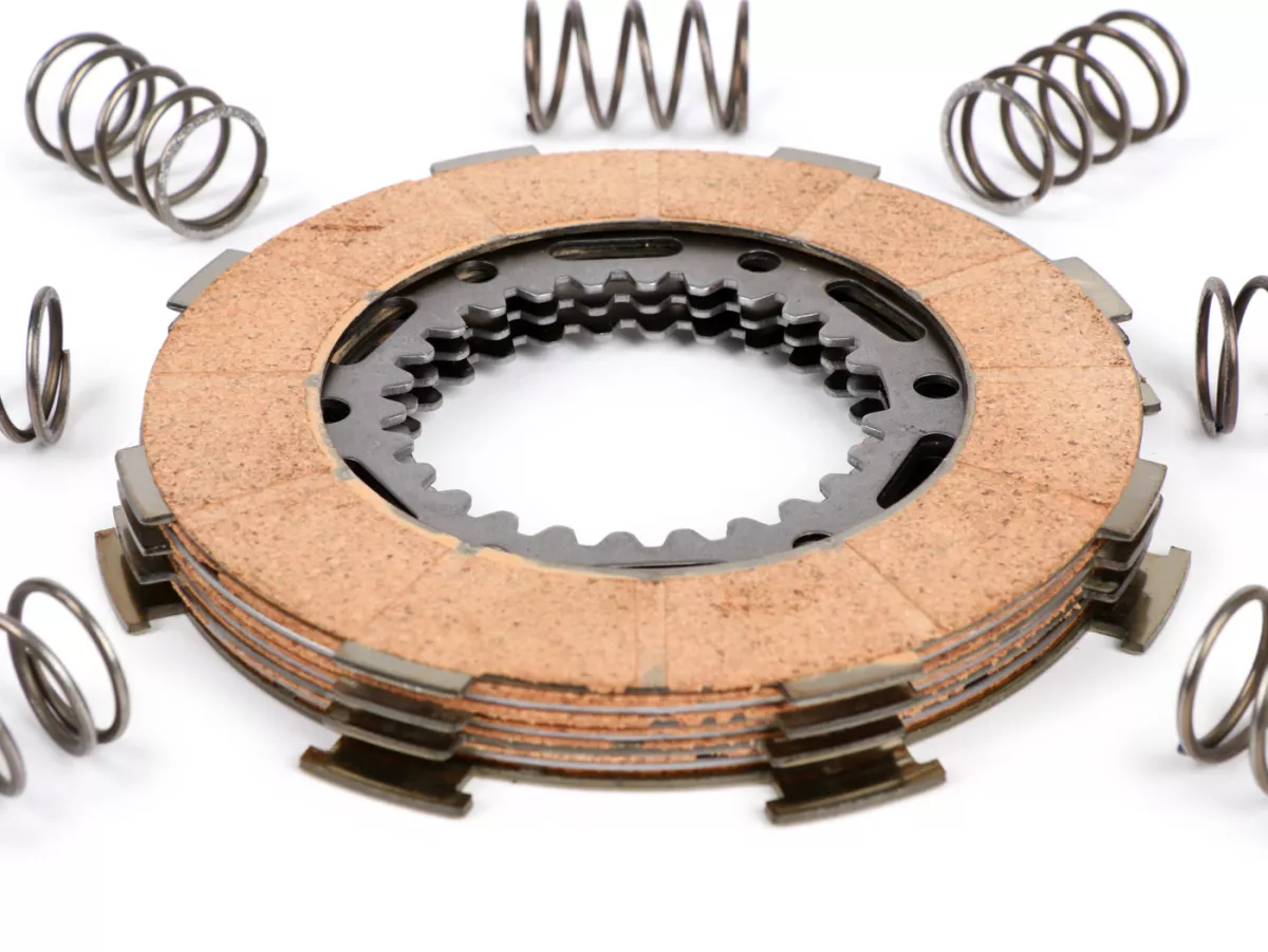 Koppelingsvoeringen -POLINI Vespa type 7 veren (Rally200, PX200, T5 125cc)- 4 schijven (incl. veren en stalen schijven)