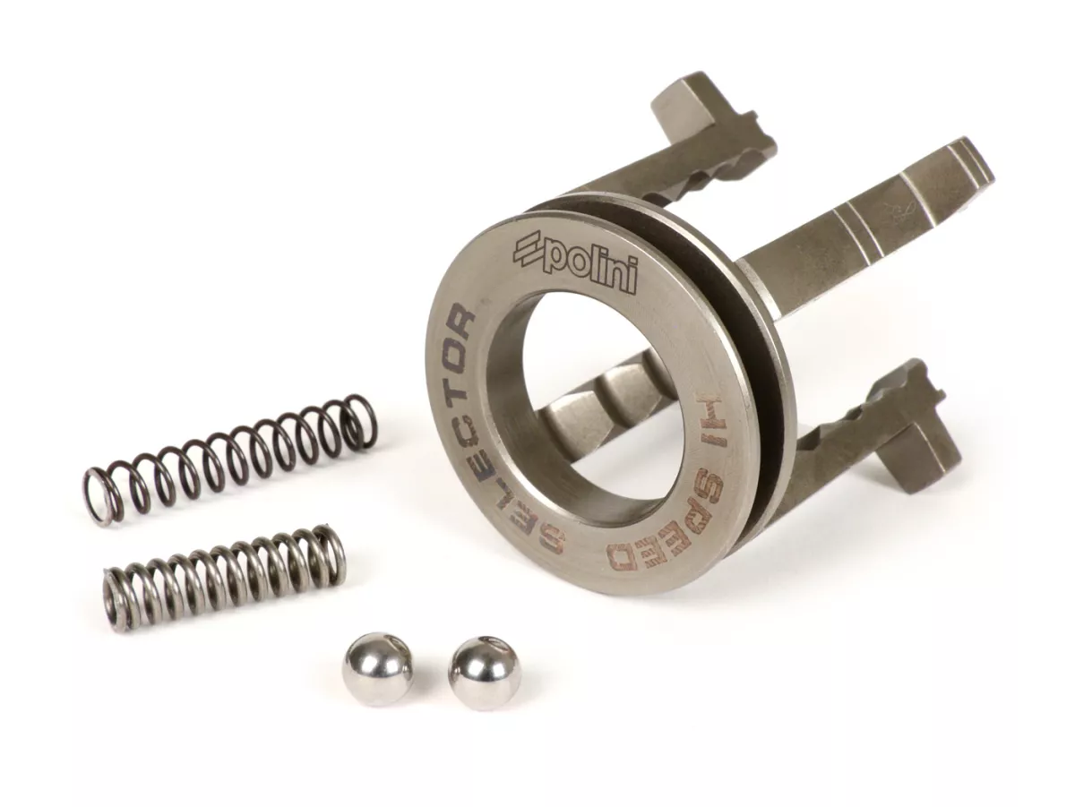 Artiglio del cambio -POLINI- ECKIG, 4 velocità, H=51mm, Vespa V50 (V5A1T fino al n° 69443), SS50 (V5SS1T), Special (V5B3T fino al n° 94314), Elestart (V5B4T fino al n° 1513), SS90 (V9SS1T), PV125 (VMA1T fino al n° 150202), ET3 (VMB1T fino al n° 8160)