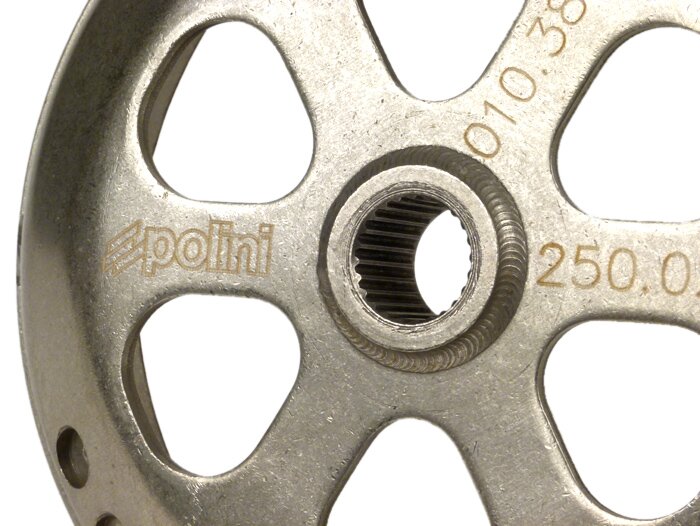 Campana frizione -POLINI Speedbell- Piaggio Beverly 400, Piaggio Beverly 500, Piaggio MP3 400, Piaggio MP3 500, Piaggio X8 400, Piaggio X9 500, Piaggio X9 500 Evolution, Piaggio X10 500 ie (Euro 3), Piaggio XEvo 400, Aprilia Atlantic 400 Sprint, Aprilia A