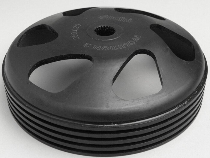 Campana de embrague -POLINI Evolution 2- Piaggio/Gilera 50-100 ccm (2 tiempos, 4 tiempos), Peugeot 50 ccm, Honda 50 ccm, Kymco 50 ccm, SYM 50 ccm, GY6 (4 tiempos) 50ccm Ø=107mm