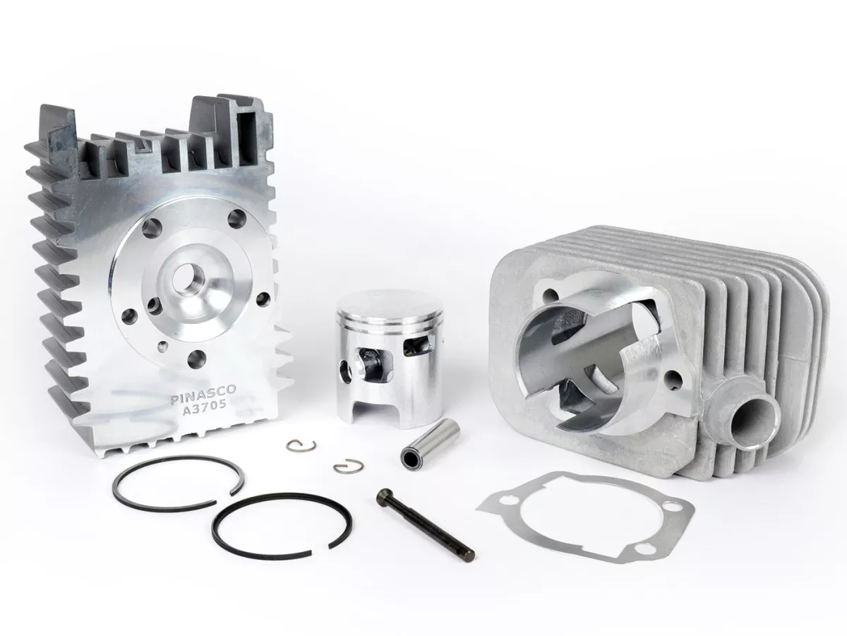 Cilinder -PINASCO Aluminium 72 ccm Grijs Ø46mm- Piaggio Ciao, Bravo, Si, Boxer (zuigerpen = Ø 10mm)