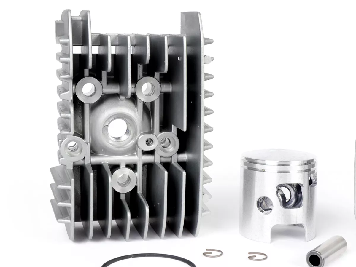 Cilinder -PINASCO Aluminium 72 ccm Grijs Ø46mm- Piaggio Ciao, Bravo, Si, Boxer (zuigerpen = Ø 10mm)