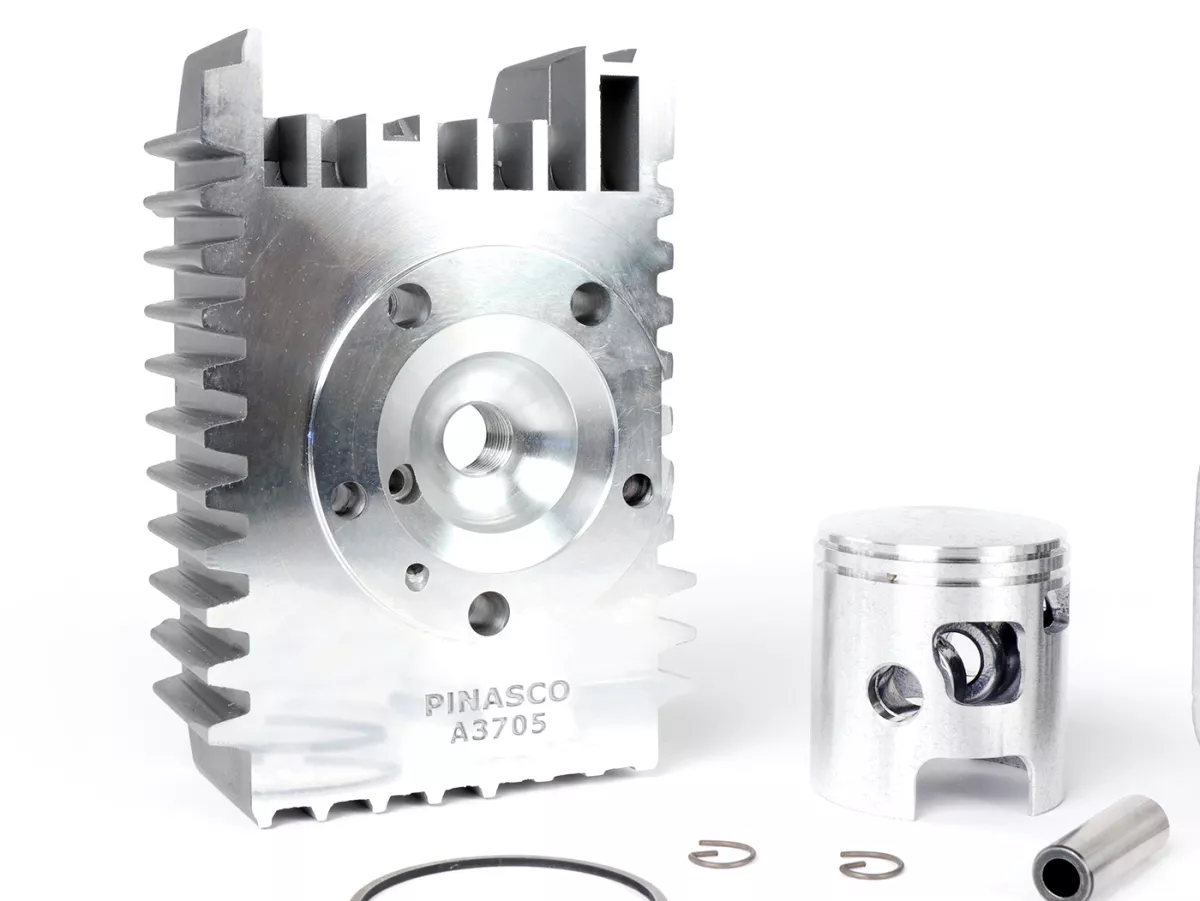 Cilinder -PINASCO Aluminium 72 ccm Grijs Ø46mm- Piaggio Ciao, Bravo, Si, Boxer (zuigerpen = Ø 10mm)