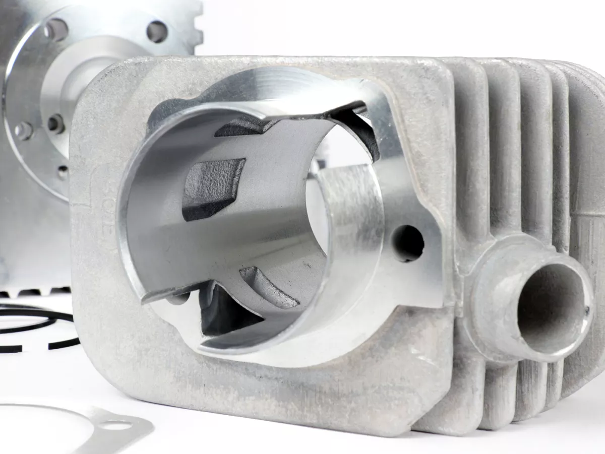 Silinder -PINASCO Aluminium 72 ccm Abu-abu Ø46mm- Piaggio Ciao, Bravo, Si, Boxer (pin piston = Ø 12mm)