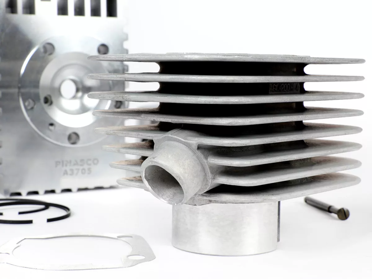 Silinder -PINASCO Aluminium 72 ccm Abu-abu Ø46mm- Piaggio Ciao, Bravo, Si, Boxer (pin piston = Ø 12mm)