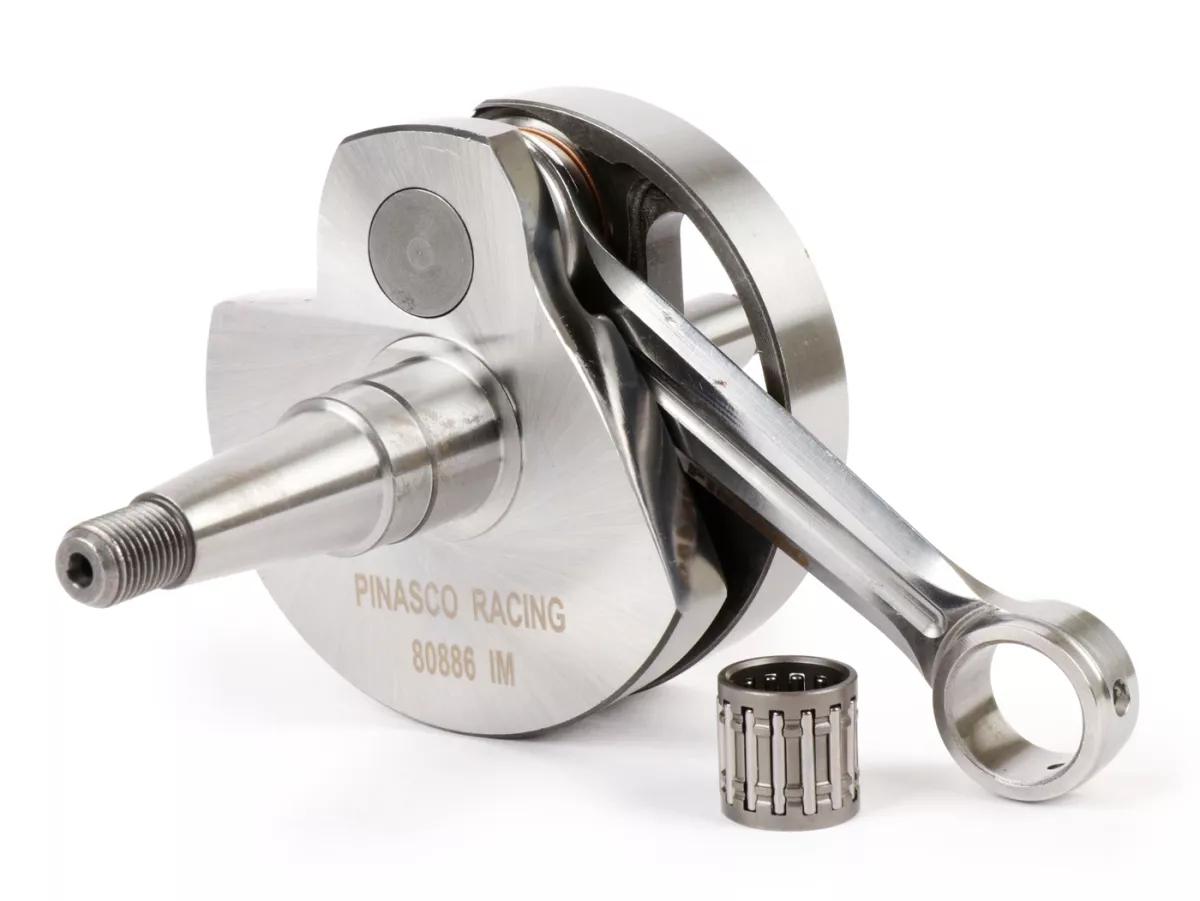 Cigüeñal -PINASCO Racing, corredera giratoria, carrera=57mm, biela=110mm- Vespa PX200, Cosa200 - banda de cigüeñal extra ancha (17.95mm) para cárter motor PN26482041