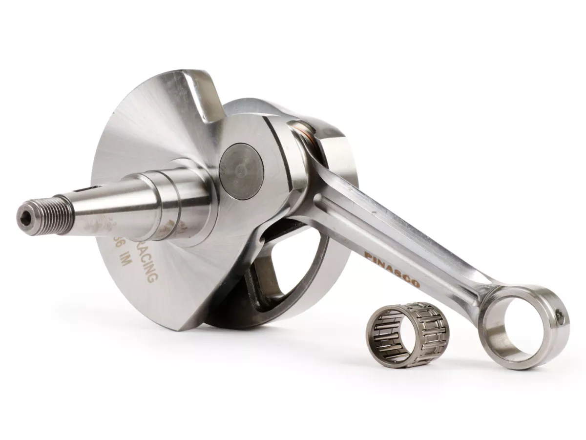 Cigüeñal -PINASCO Racing, corredera giratoria, carrera=57mm, biela=110mm- Vespa PX200, Cosa200 - banda de cigüeñal extra ancha (17.95mm) para cárter motor PN26482041