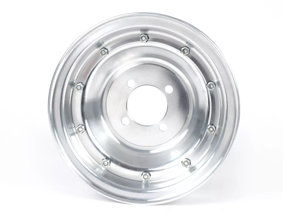 Fälg -PINASCO, V2.0, slanglös 2,15-8 tum aluminium- Vespa (typ 4 hål invändigt) - Wideframe V1-15, V30-33, VU, VM, VN, VNA, VNB, VB, VBA, VBB, Hoffmann, ACMA - Silver