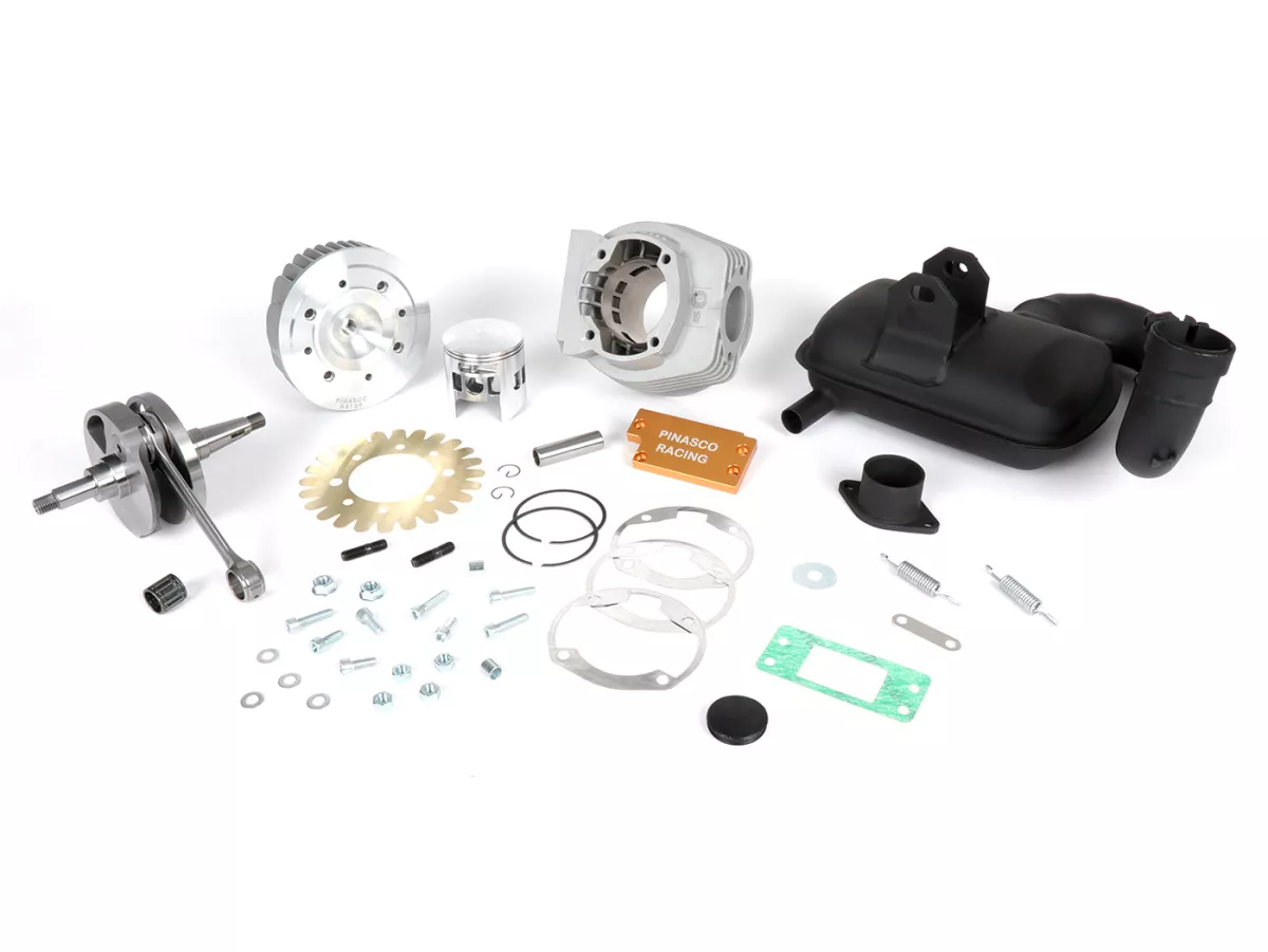Tuningkit -PINASCO 206ccm 3 Kanal Aluminium EVO MINI SET Ø=66mm, s=60mm- Vespa PX125, PX150, Cosa125, Cosa150, LML Star 125/150, Stella 125/150 - inkl. Zylinder, Kurbelwelle, Auspuff