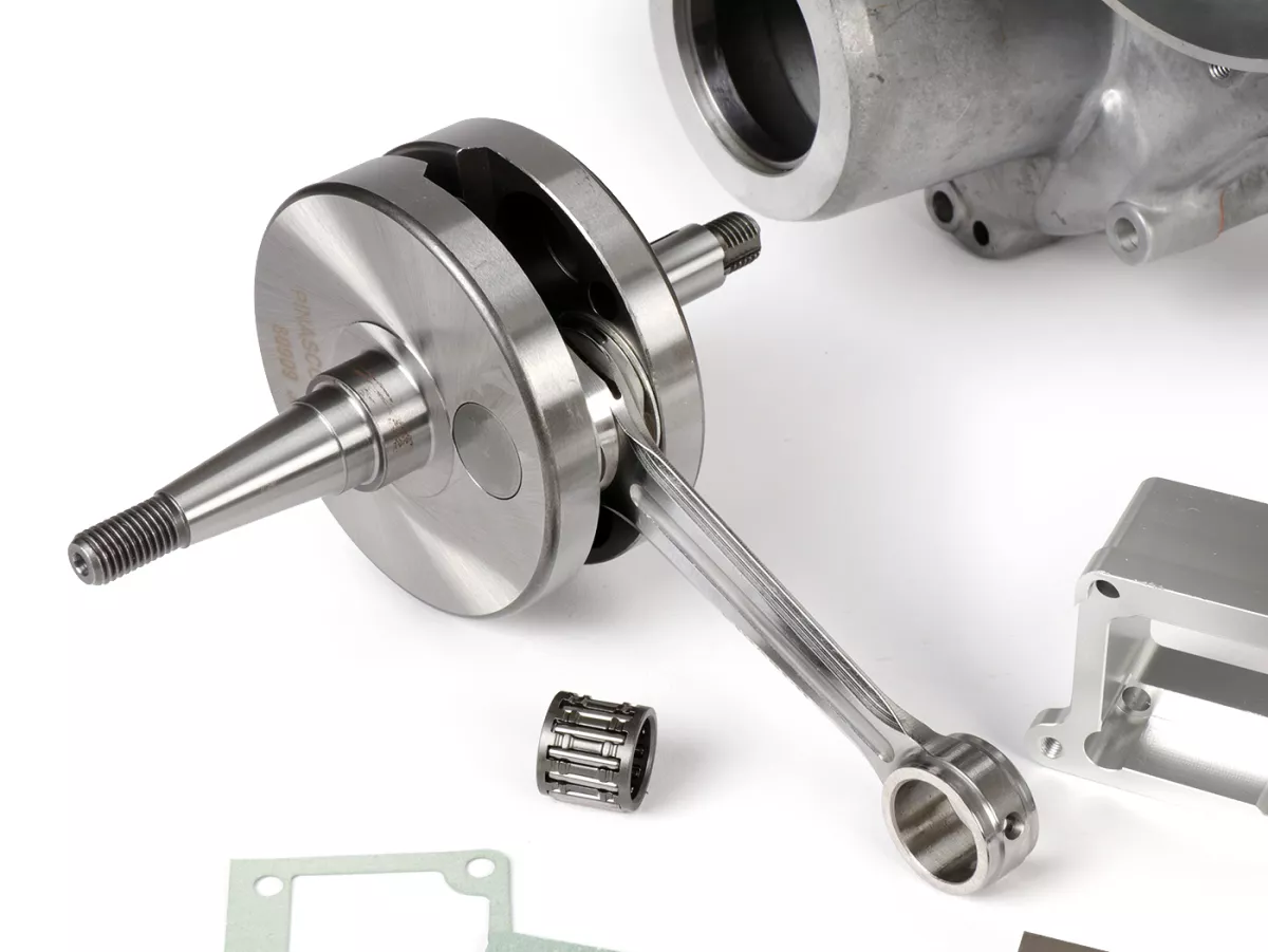 Motorhuis incl. krukas (slag=57mm) -PINASCO Super Slave (membraaninlaat)- 4 tapeinden (geschikt voor cilinder type PX125-150) - Vespa Wideframe, Faro Basso, Vespa 1953-1959, VM, VN, ACMA, VB1T, VGL1T, VL1T, GS150
