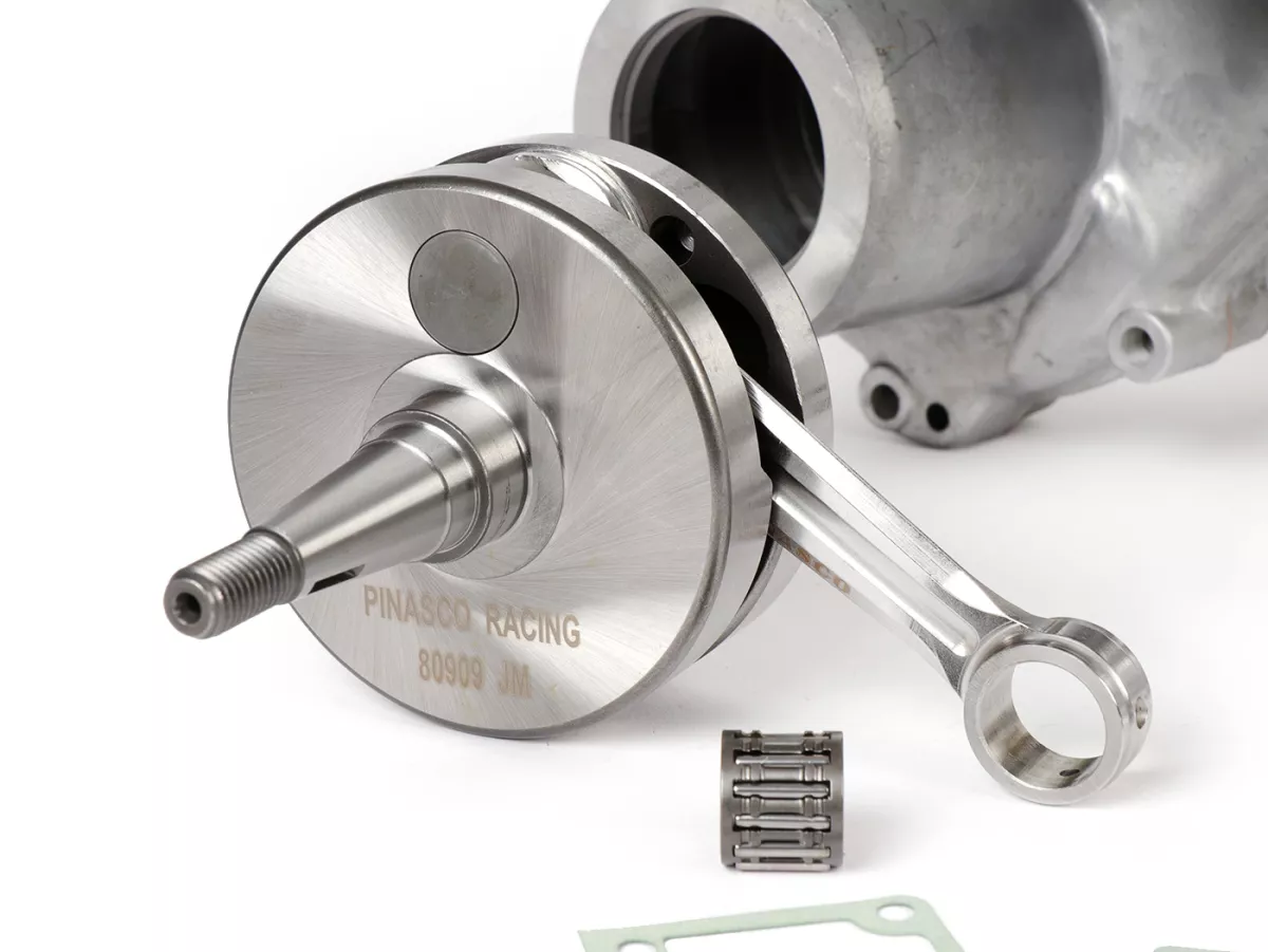 Motorhuis incl. krukas (slag=57mm) -PINASCO Super Slave (membraaninlaat)- 4 tapeinden (geschikt voor cilinder type PX125-150) - Vespa Wideframe, Faro Basso, Vespa 1953-1959, VM, VN, ACMA, VB1T, VGL1T, VL1T, GS150
