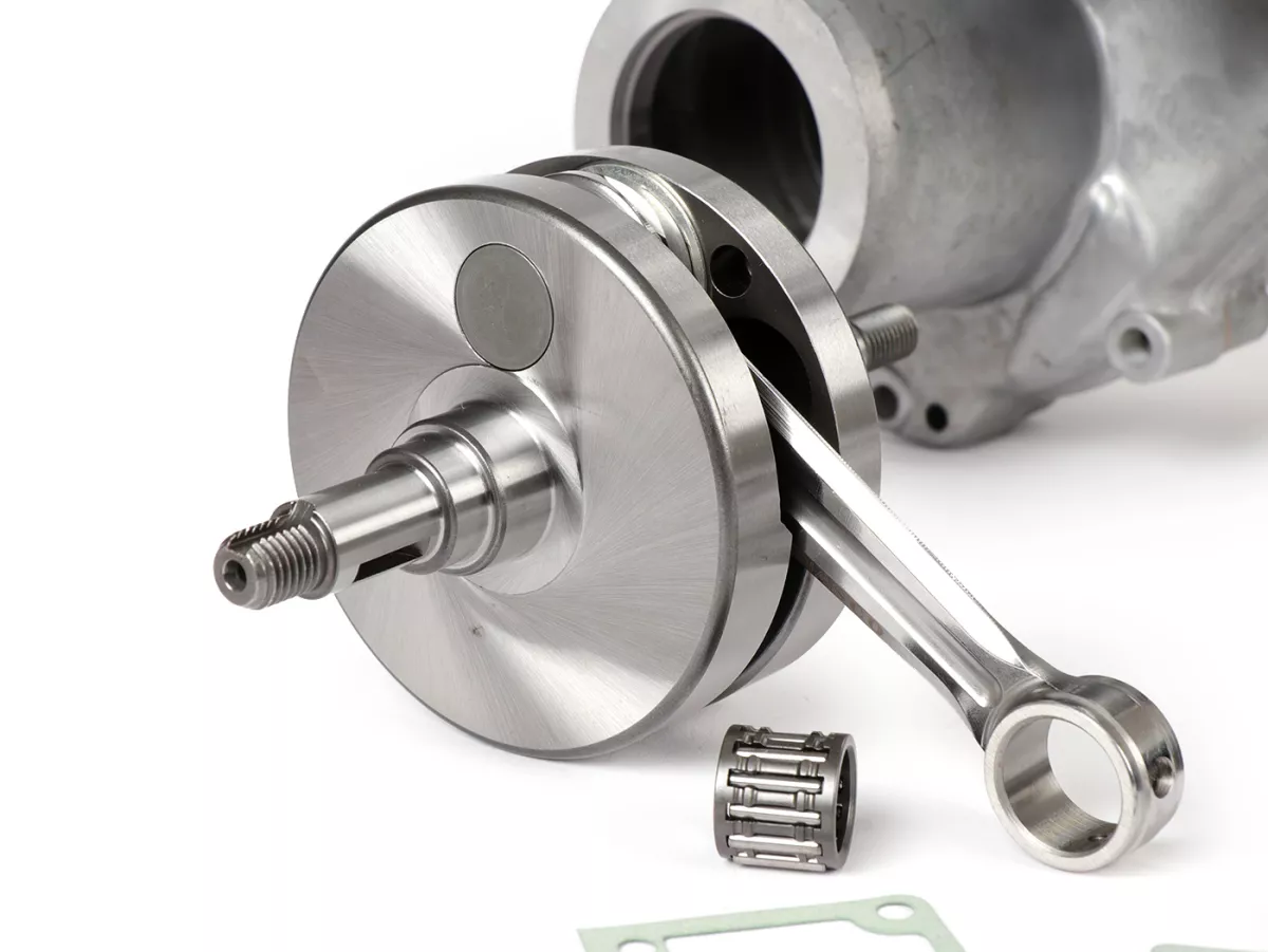 Motorhuis incl. krukas (slag=57mm) -PINASCO Super Slave (membraaninlaat)- 4 tapeinden (geschikt voor cilinder type PX125-150) - Vespa Wideframe, Faro Basso, Vespa 1953-1959, VM, VN, ACMA, VB1T, VGL1T, VL1T, GS150