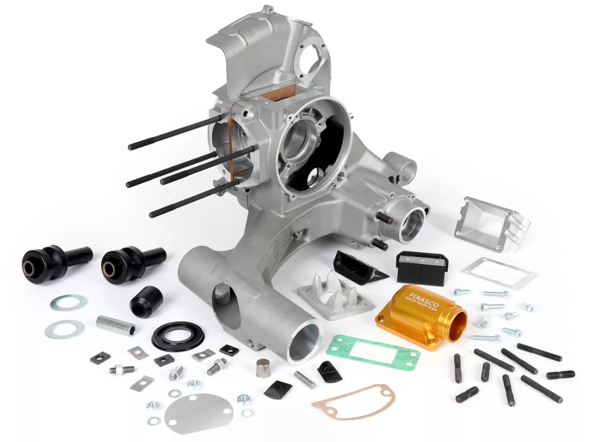 Cárter motor -PINASCO Slave Mega 8x, toma de membrana Ø34mm- Vespa PX200 Elestart