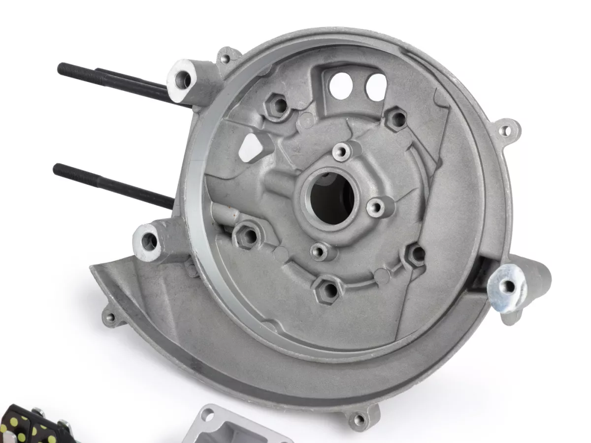 Motorhus -PINASCO -Power Casing- Slave 46x43 - Piaggio Ciao, Bravo, SI , Boxer, Sp.12mm -Membranmotorhus för 21mm förgasare, sidointag