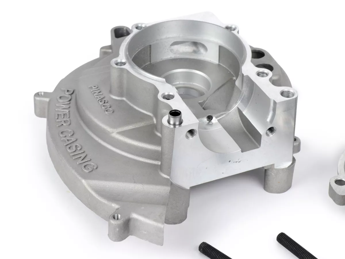Motorhus -PINASCO -Power Casing- Slave 46x43 - Piaggio Ciao, Bravo, SI , Boxer, Sp.12mm -Membranmotorhus för 21mm förgasare, sidointag