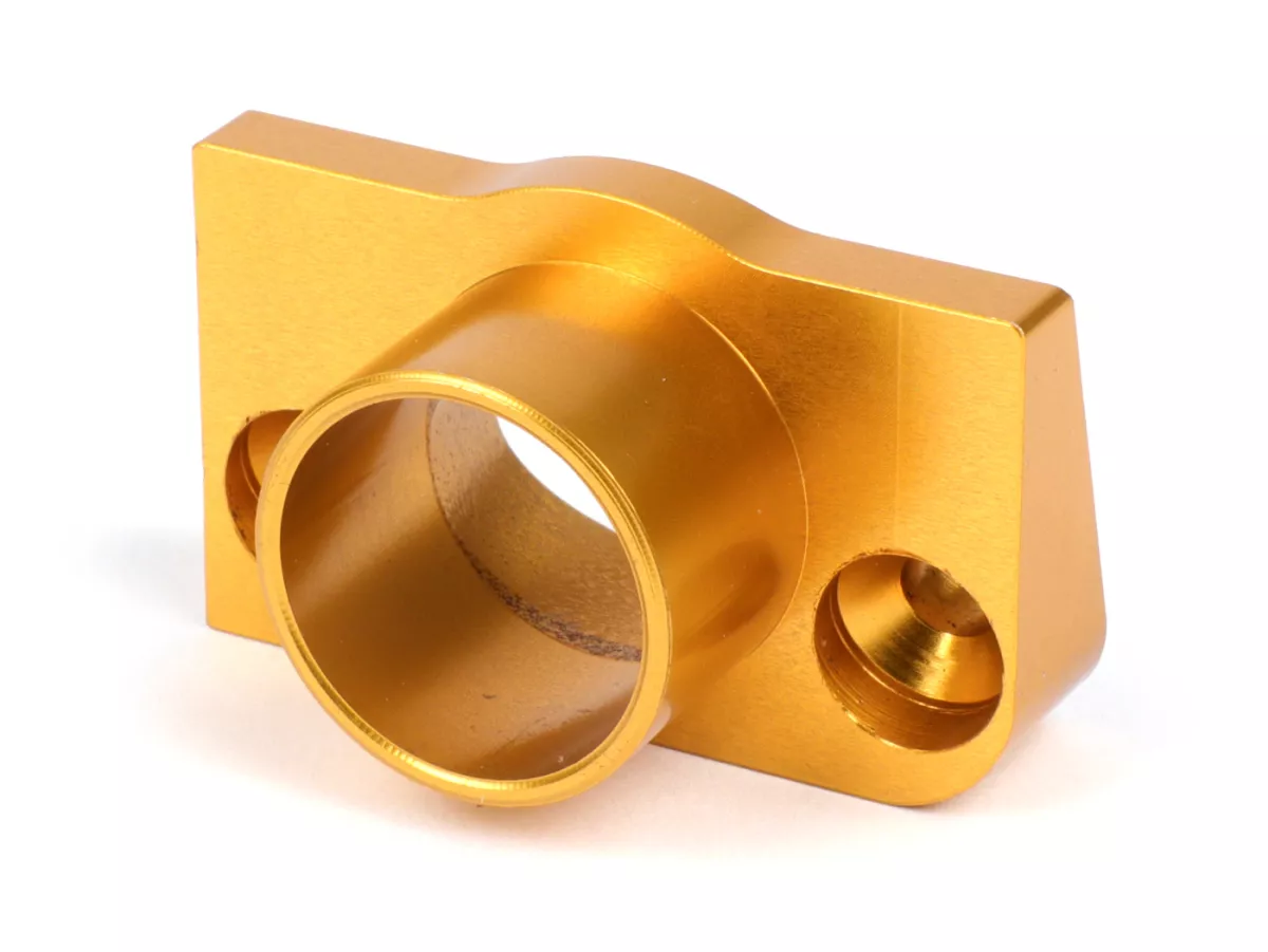 Inloppsgrenrör -Pinasco- PowerCasing, Polini Speedengine för 19/21 mm förgasare guldanodiserad AW=Ø24 mm Piaggio Ciao, Bravo, Boxer ,SI