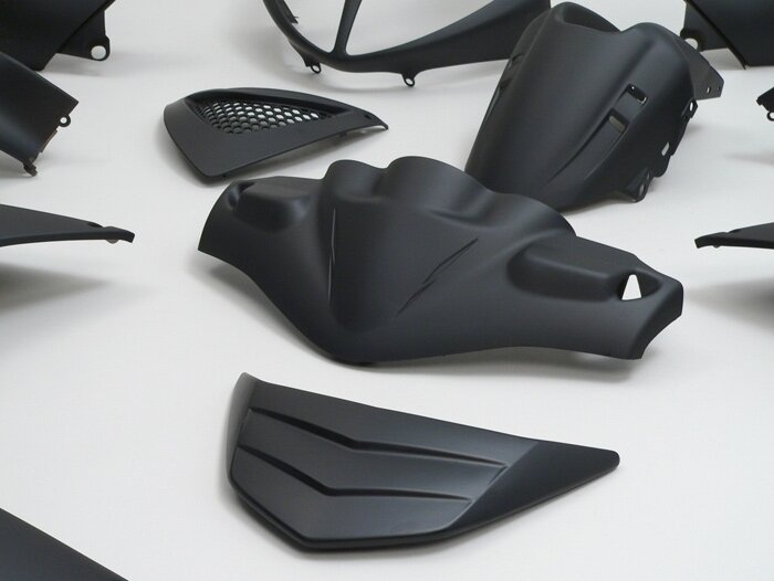 Set di parti della carenatura -EDGE- 13 pezzi - Peugeot Speedfight2- Nero Opaco