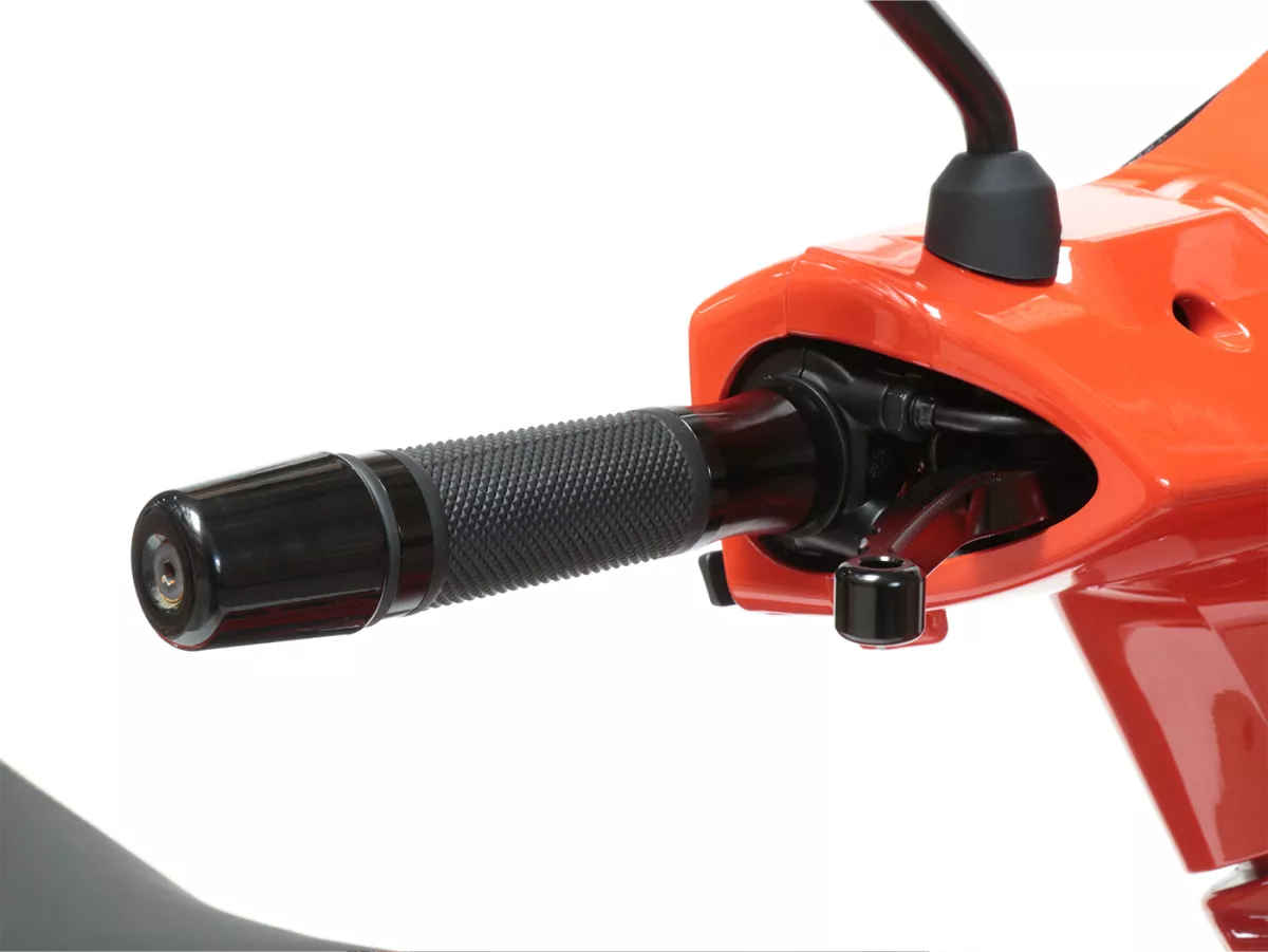 Paire poignées -MOTO NOSTRA Alu Rub, losangé- Vespa GT, GTL, GTS 125-200-250-300cc, Ø=22,5-24mm, l=128mm - noir