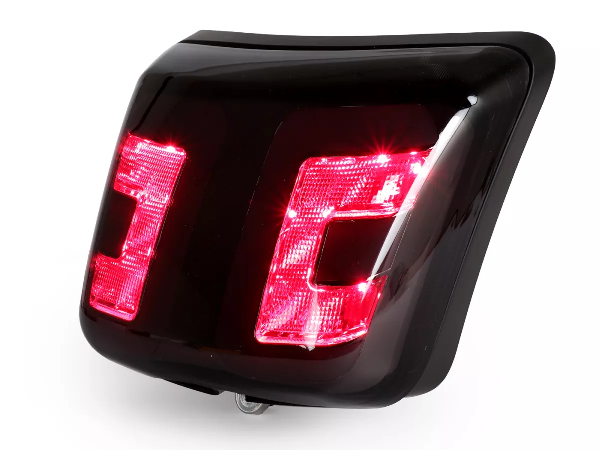 Getint achterlicht, mat zwart frame -POWER 1- Vespa GTS 125-300 , GTS Super 125-300 (2014-2017)