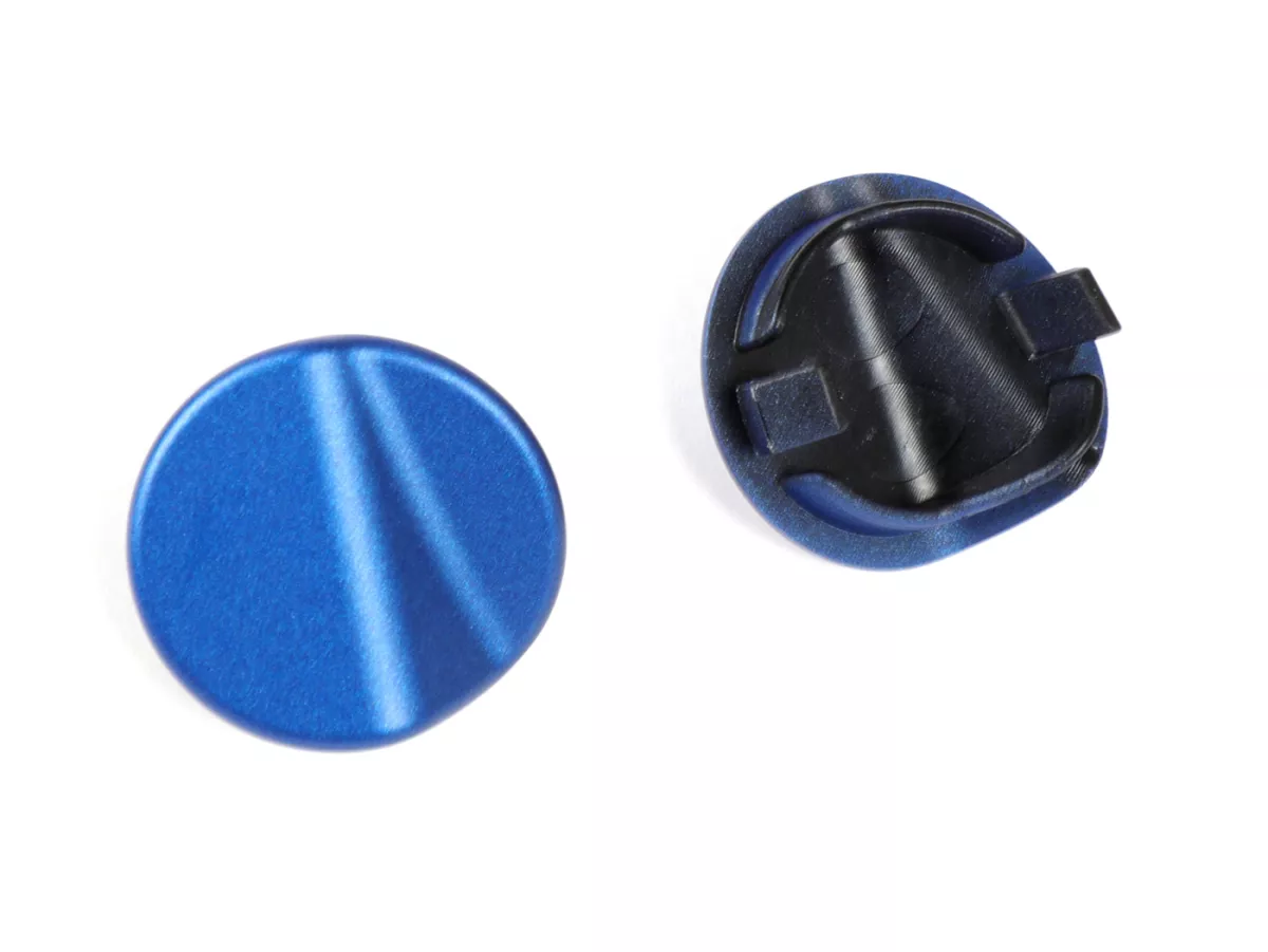 Spiegelgatdekselset -QUELLAGIO, blauw mat (297/A (D03))- Vespa GTS 125 (ZAPMA3700, ZAPMD3200, ZAPMD3201, ZAPMA3100, ZAPMA3200), Vespa GTS 150 (ZAPMA3200, ZAPMA3100), Vespa GTS 300 (ZAPMA3300), Vespa GTS HPE 300 (ZAPMA3600, ZAPMD310), Vespa GTS
