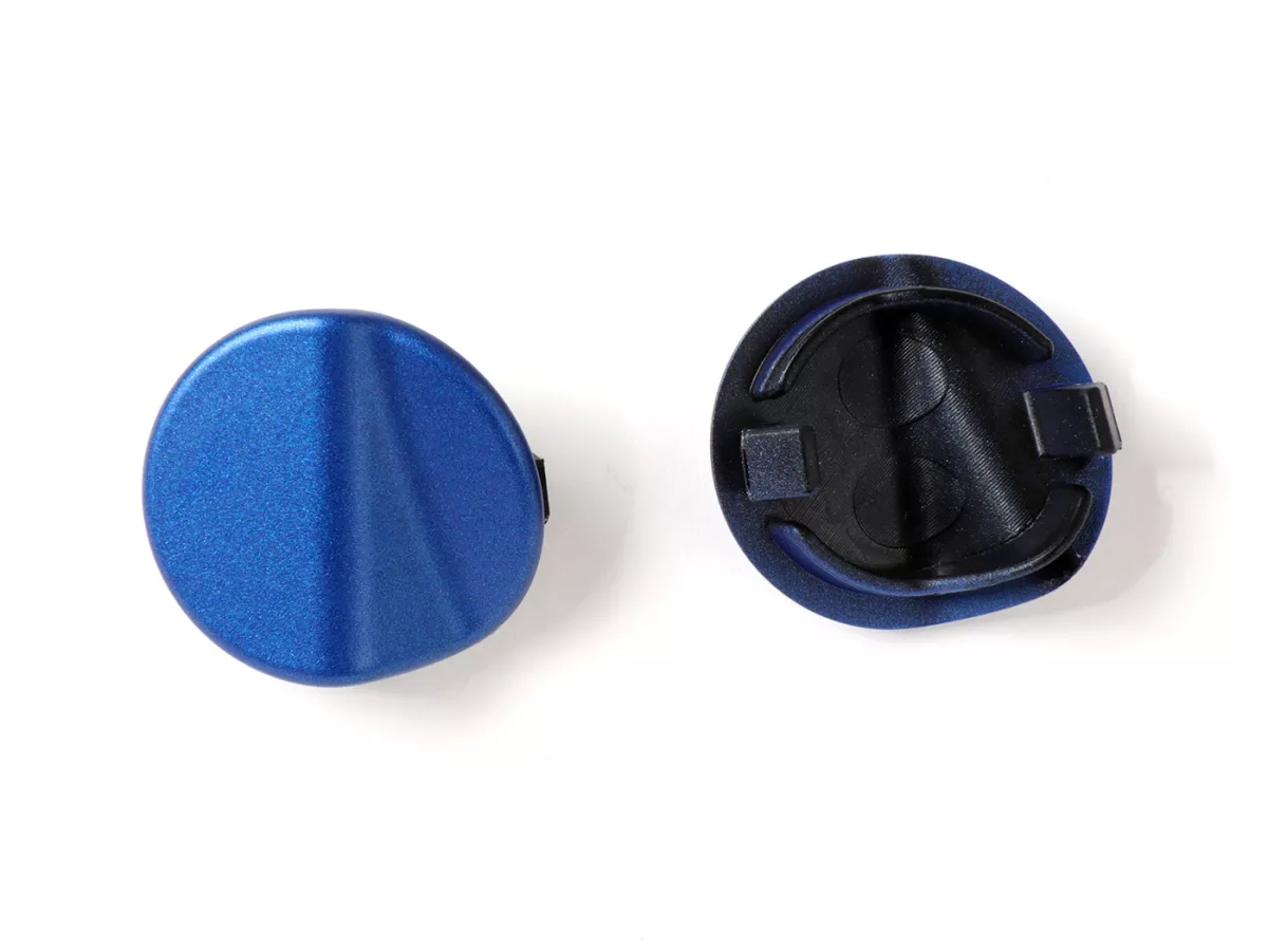 Spiegelgatdekselset -QUELLAGIO, blauw mat (297/A (D03))- Vespa GTS 125 (ZAPMA3700, ZAPMD3200, ZAPMD3201, ZAPMA3100, ZAPMA3200), Vespa GTS 150 (ZAPMA3200, ZAPMA3100), Vespa GTS 300 (ZAPMA3300), Vespa GTS HPE 300 (ZAPMA3600, ZAPMD310), Vespa GTS