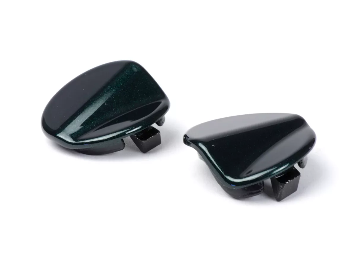 Pair of covers for mirror hole -QUELLAGIO, metallic green (349/A)- Vespa GTS 125 (ZAPMA3700, ZAPMD3200, ZAPMD3201, ZAPMA3100, ZAPMA3200), Vespa GTS 150 (ZAPMA3200, ZAPMA3100), Vespa GTS 300 (ZAPMA3300), Vespa GTS HPE 300 (ZAPMA3600, ZAPMD310), Vespa GTS S
