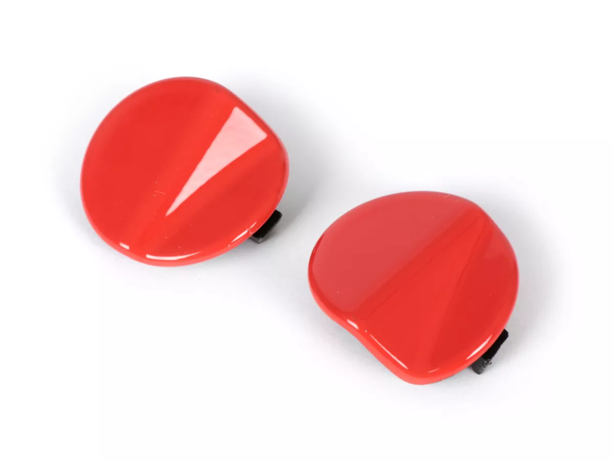 Set med täcklock för spegelhål -QUELLAGIO, orange (A1L)- Vespa GTS 125 (ZAPMA3700, ZAPMD3200, ZAPMD3201, ZAPMA3100, ZAPMA3200), Vespa GTS 150 (ZAPMA3200, ZAPMA3100), Vespa GTS 300 (ZAPMA3300), Vespa GTS HPE 300 (ZAPMA3600, ZAPMD310), Vespa GTS Super 125 (