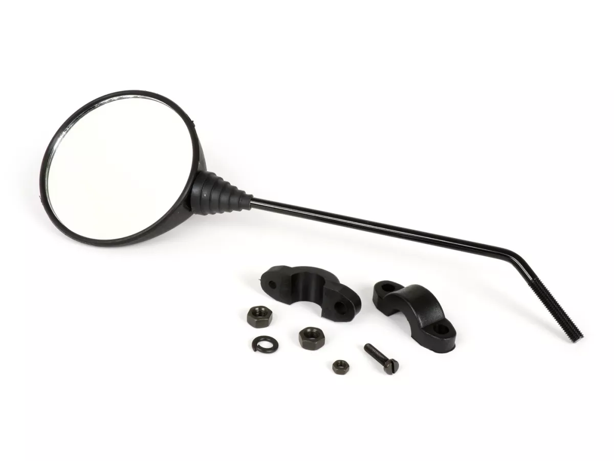 Cermin -RMS Ø105mm, bulat, M8- PIAGGIO CIAO PX, SI, Bravo, Superbravo, Grillo, Boss - hitam, kiri