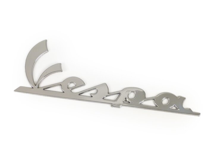 Badge side panel -RMS- Vespa - Vespa PX, GT125, GT200, Vespa GTL125, GTL200, Vespa GTS125, GTS250, GTS300, Vespa GTV 125-300, Vespa LX50, LX125, LX150, Vespa LXV50, LXV125-150, Vespa S50, S125, S150 - silver, self-adhesive (150x50mm)