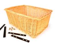 Cesta - cesta de mimbre incl. juego de soportes - CALIDAD OEM 43x33x19cm- bicicleta, scooter, Vespa, ciclomotor - color: natural