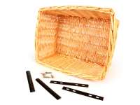 Cesta - cesta de mimbre incl. juego de soportes - CALIDAD OEM 43x33x19cm- bicicleta, scooter, Vespa, ciclomotor - color: natural