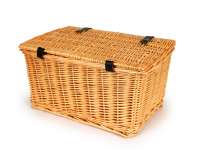 Basket - wicker basket with lid -OEM QUALITY 47x31x25cm- bicycle, scooter, vespa, moped - Color: Nature