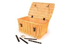 Mand - rieten mand met deksel incl. bevestigingsset -OEM KWALITEIT 47x31x25cm- fiets, scooter, step, Vespa, bromfiets - kleur: naturel