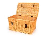 Mand - rieten mand met deksel incl. bevestigingsset -OEM KWALITEIT 47x31x25cm- fiets, scooter, step, Vespa, bromfiets - kleur: naturel