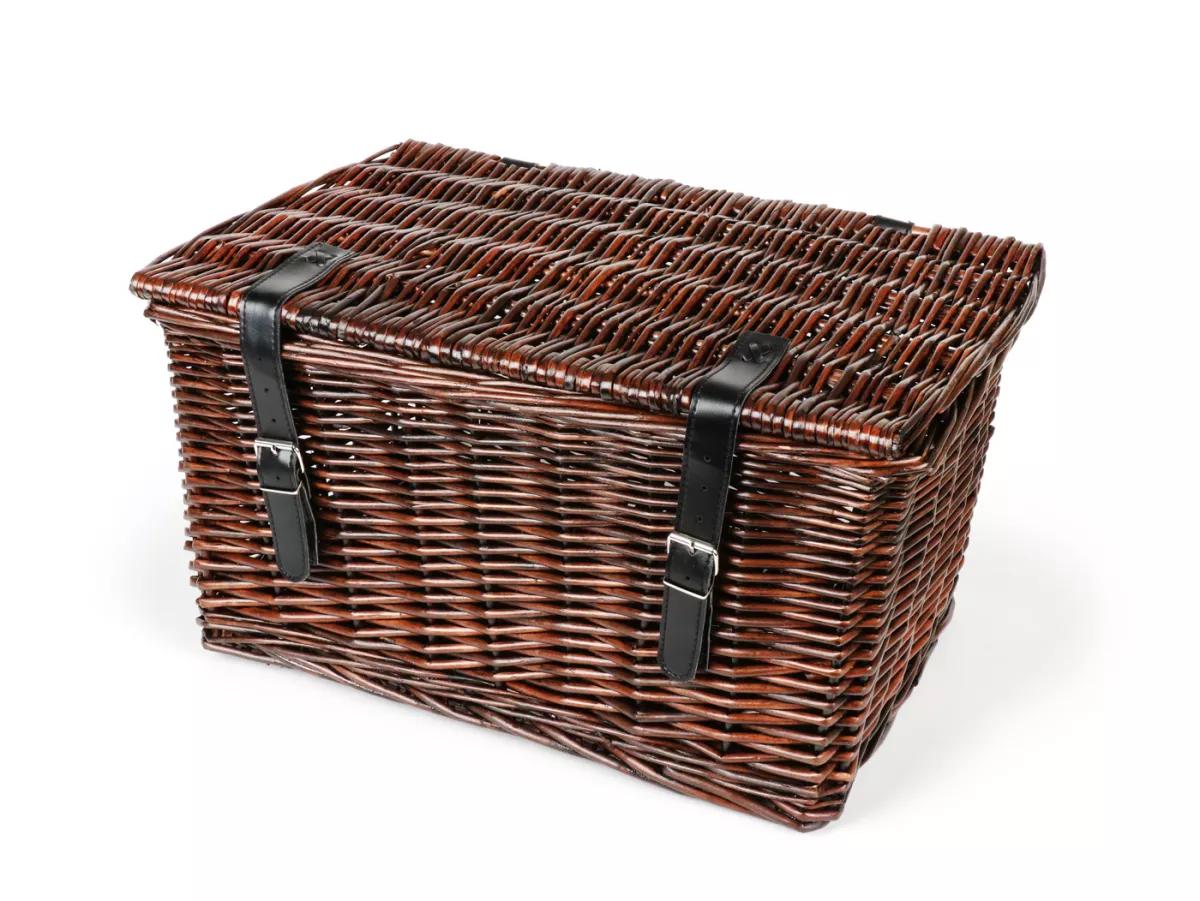 Mand - rieten mand met deksel -OEM KWALITEIT 47x31x25cm- fiets, scooter, step, Vespa, bromfiets - kleur: bruin