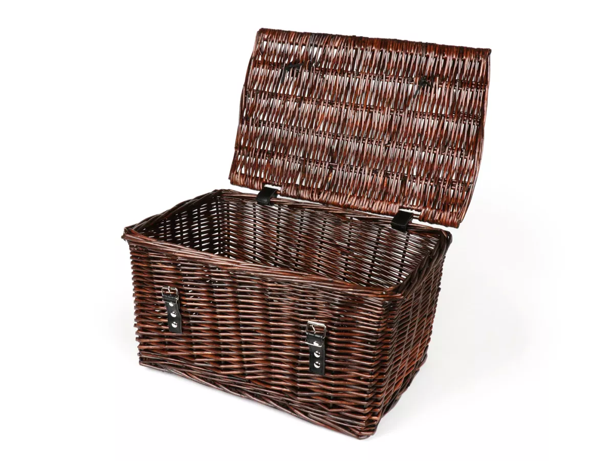 Mand - rieten mand met deksel -OEM KWALITEIT 47x31x25cm- fiets, scooter, step, Vespa, bromfiets - kleur: bruin