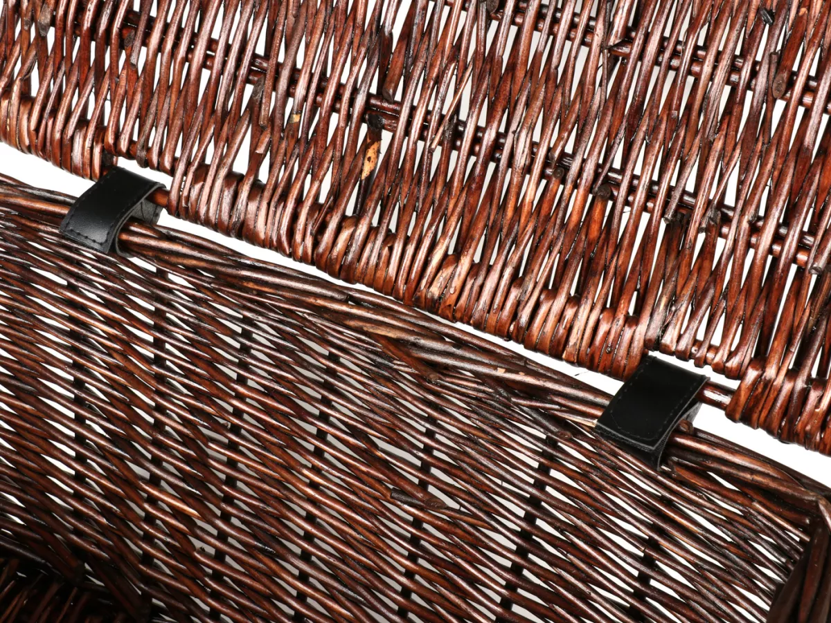 Mand - rieten mand met deksel incl. bevestigingsset -OEM KWALITEIT 47x31x25cm- fiets, scooter, step, Vespa, bromfiets - kleur: bruin