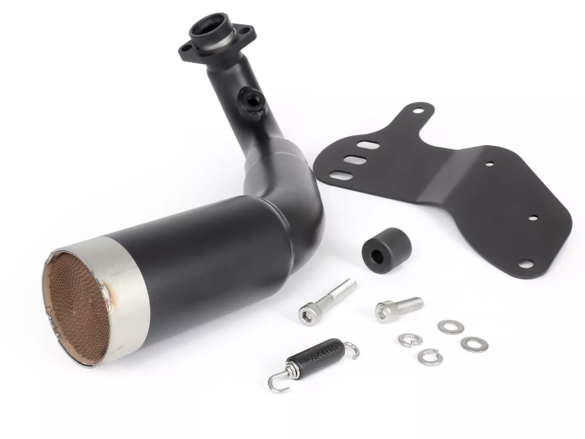 Exhaust manifold and bracket -REMUS RS - Vespa GTS Super HPE 300 (Euro 5, ZAPMD3100, ZAPMD3101, ZAPMD3101)
