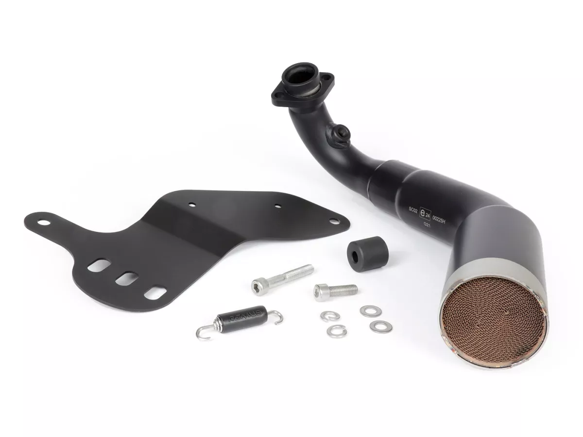 Exhaust manifold and bracket -REMUS RS - Vespa GTS Super HPE 300 (Euro 5, ZAPMD3100, ZAPMD3101, ZAPMD3101)