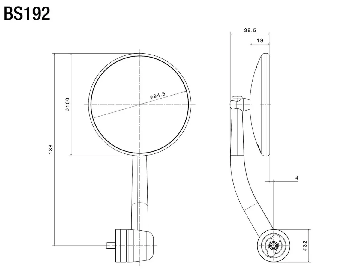 Spiegel -RIZOMA, Sprit RS (ECE)- Stuureinden- Ø=100mm - zwart