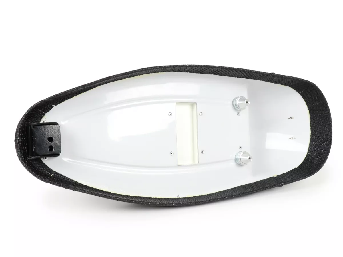 Asiento -SC ANCELLOTTI- Vespa Wideframe - Negro, ribete blanco - Vespa V1, V15, V30, V33, VM, VN, VL, VB, VU, GS 150, ACMA, Hoffmann A, B, C, Motovespa 125 N, 125 S