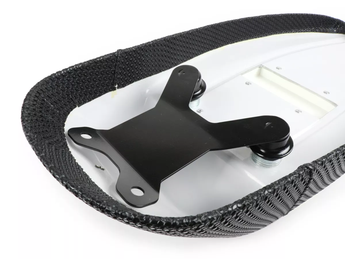 Asiento -SC ANCELLOTTI- Vespa Wideframe - Negro, ribete blanco - Vespa V1, V15, V30, V33, VM, VN, VL, VB, VU, GS 150, ACMA, Hoffmann A, B, C, Motovespa 125 N, 125 S