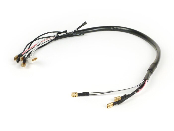 Rama de cable manillar -BGM ORIGINAL- Vespa PX (-1984, DC, Alemán) encendido electrónico con batería, cuerpo de la cerradura de encendido negro con 8 conexiones