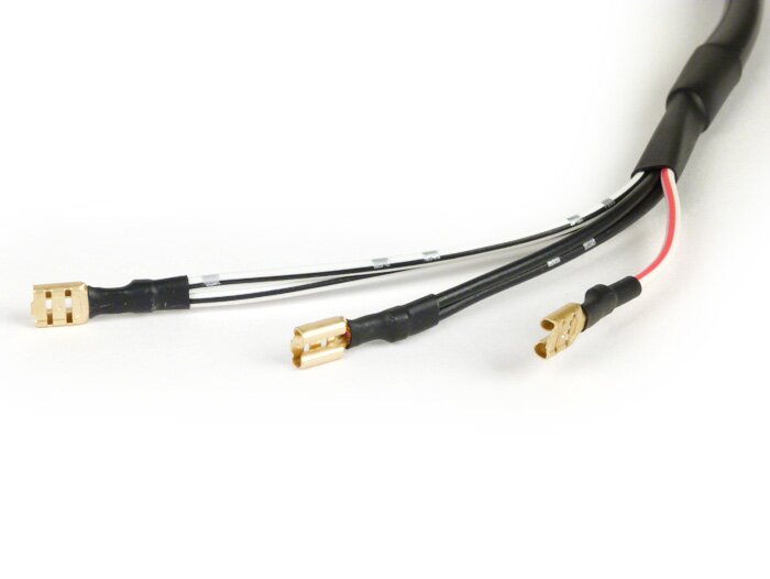 Rama de cable manillar -BGM ORIGINAL- Vespa PX (-1984, DC, Alemán) encendido electrónico con batería, cuerpo de la cerradura de encendido negro con 8 conexiones