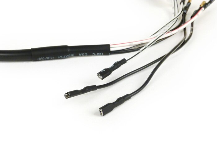 Rama de cable manillar -BGM ORIGINAL- Vespa PX (-1984, DC, Alemán) encendido electrónico con batería, cuerpo de la cerradura de encendido negro con 8 conexiones