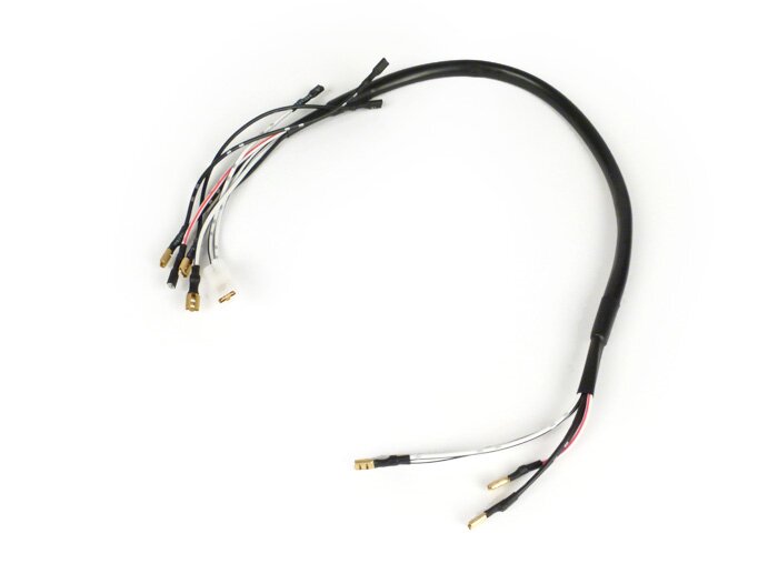 Rama de cable manillar -BGM ORIGINAL- Vespa PX (-1984, DC, Alemán) encendido electrónico con batería, cuerpo de la cerradura de encendido negro con 8 conexiones