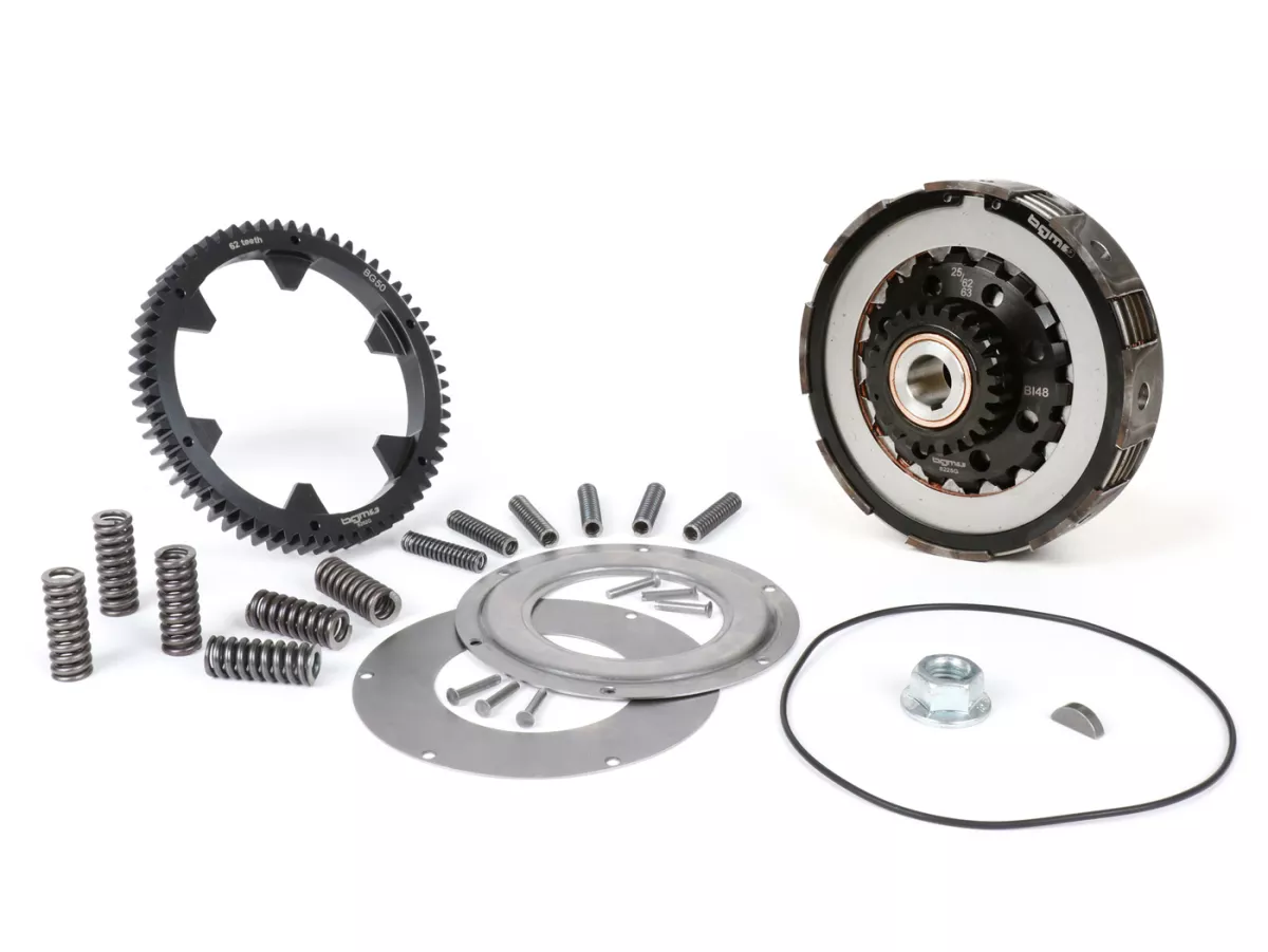 Frizione incl. trasmissione primaria -SC, Largeframe, tipo Cosa2/FL- Ruota primaria BGM Pro 62Z (a denti dritti)- Vespa PX80-PX200, T5, Cosa, Sprint, Rally, GT125, GTR125, TS125, GL150, Super125 (VNC1 da Nr11001), Super150 - Z25/62 (2.48)